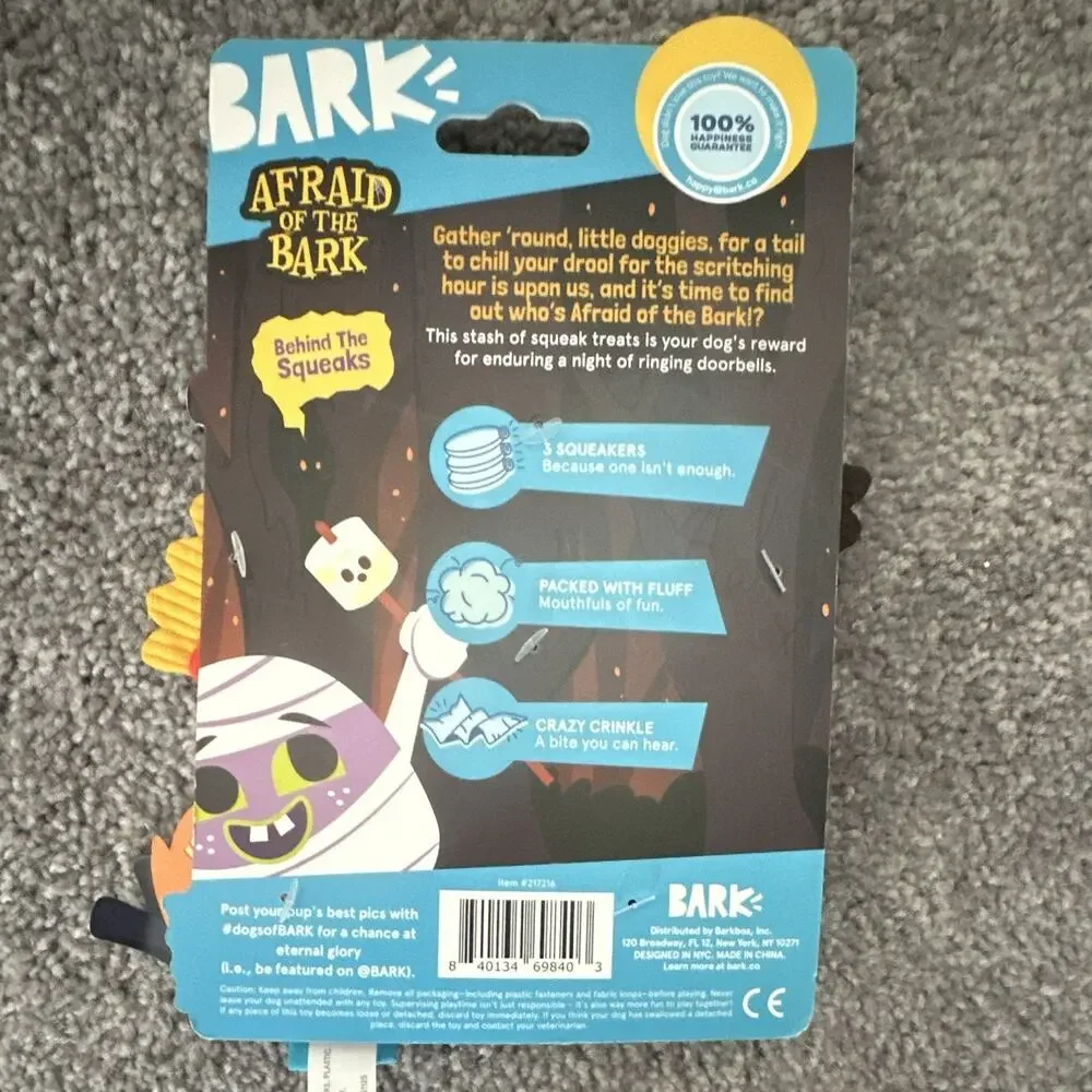 BARK Afraid of the Bark Plush Stuffed Dog Toy Set XS-S Squeaky Crinkle